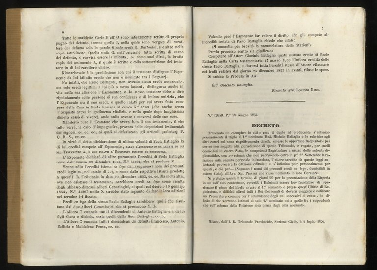 Intorno alla validità del testamento di Paolo Battaglia. Studi legali.
