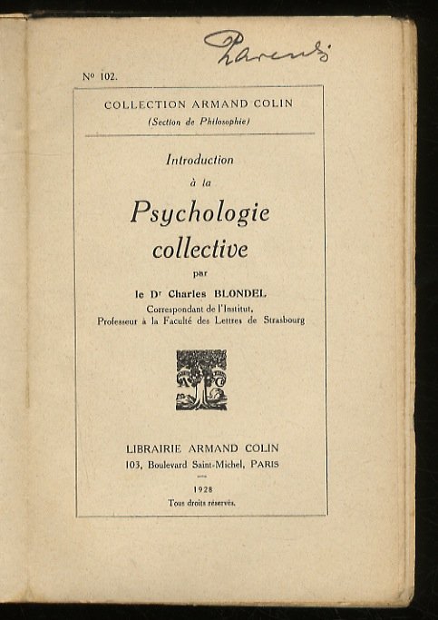 Introduction à la Psychologie collective.