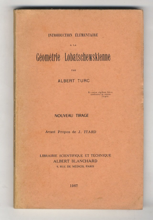 Introduction élémentaire a la Géometrie Lobatschewskienne. Nouveau tirage. Avant propos …