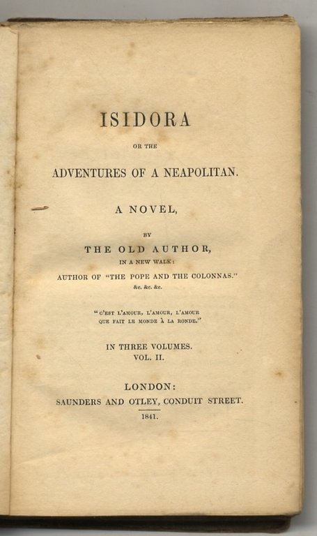 Isidora: Or, the Adventures of a Neapolitan, a Novel, by …