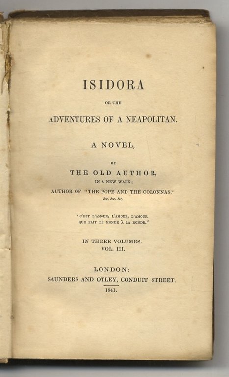 Isidora: Or, the Adventures of a Neapolitan, a Novel, by …