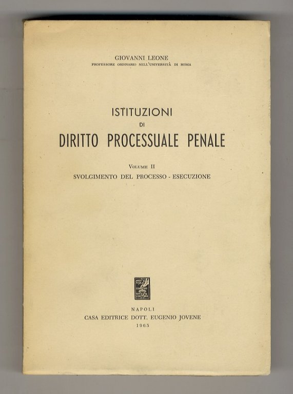 Istituzioni di diritto processuale penale.