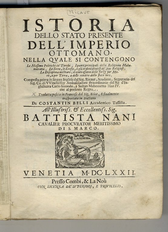 Istoria dello stato presente dell'Imperio Ottomano. Nella quale si contengono …