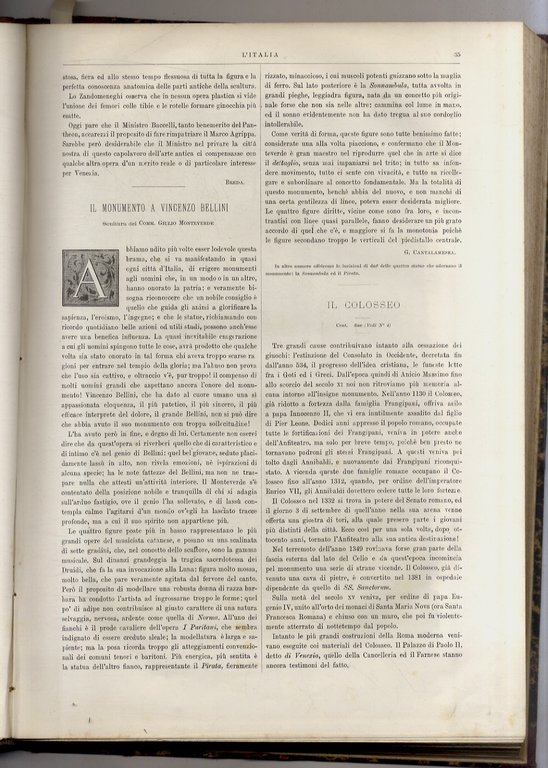 Italia (L'). Periodico Artistico Illustrato, diretto da artisti. Reponsabile: Calisto …