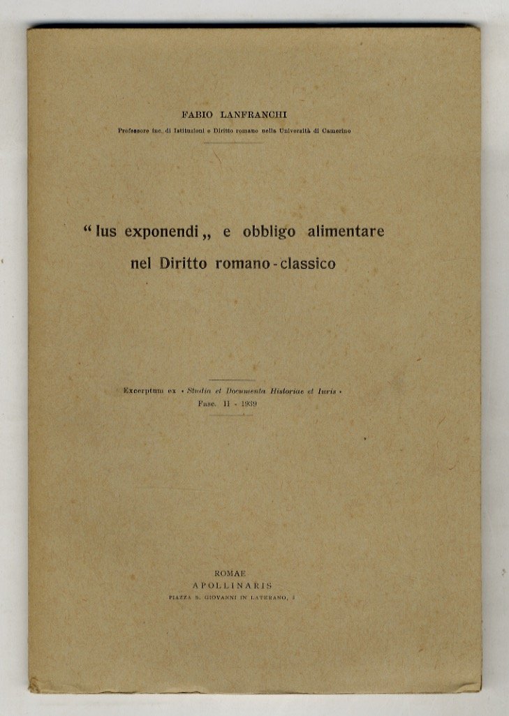 Ius exponendi e obbligo alimentare nel diritto romano-classico. | Immagine principale