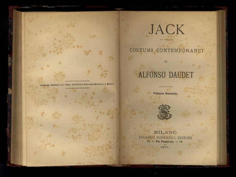Jack. Costumi contemporanei [.] Volume primo [- volume secondo].