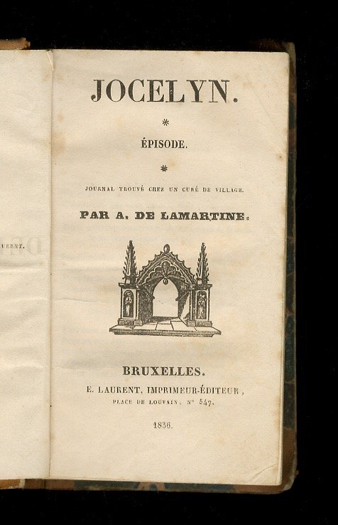 Jocelyn. Episode. Journal trouvé chez un curé de village.