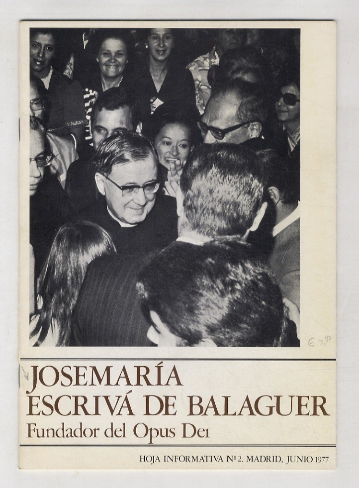 JOSE María Escrivá de Balguer. Fundador del Opus Dei. Hoja …