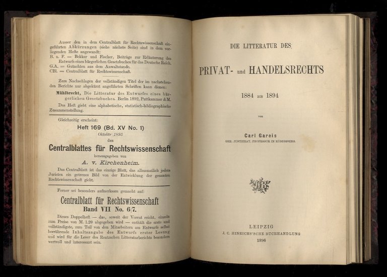 Juristischer Litteraturbericht 1884 bis 1894. Unter Mitwirkung von H. Erman, …