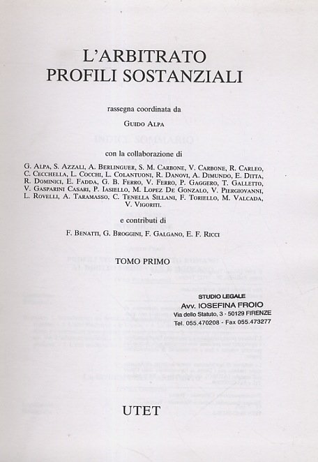 L'arbitrato. Profili sostanziali.