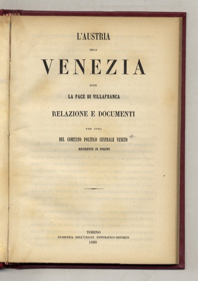 L'Austria nella Venezia dopo la pace di Villafranca. Relazione e … | Immagine principale