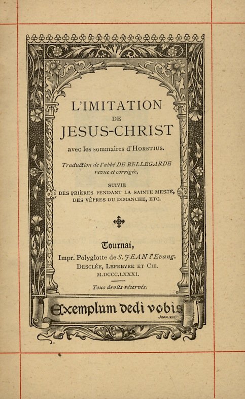 L'Imitation de Jesus-Christ avec les sommaires d'Horstius. Traduction de l'abbé …