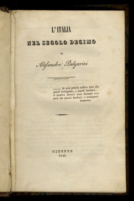 L'Italia nel secolo decimo (.).