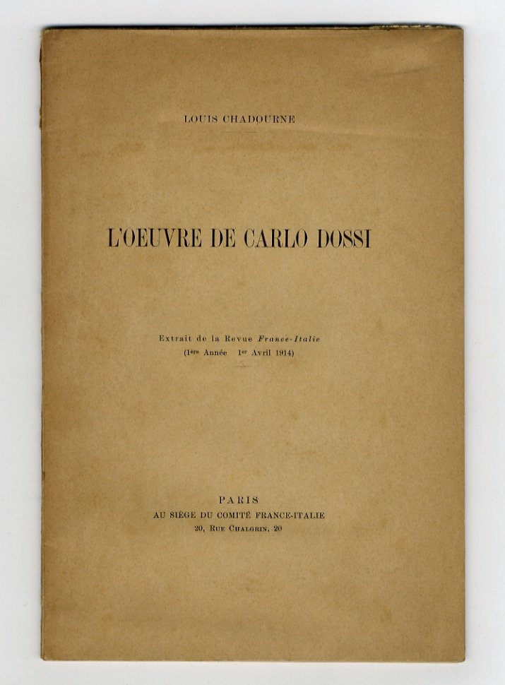 L'oeuvre de Carlo Dossi.