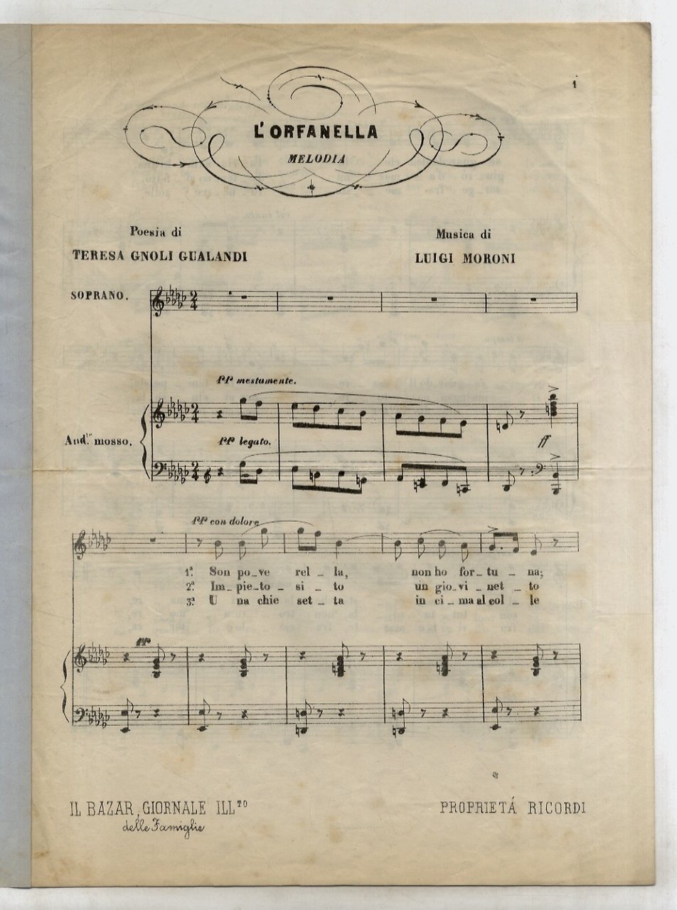 L'orfanella. Melodia. [Segue:] Palloni G. [musica di] - Pagano Luigi …