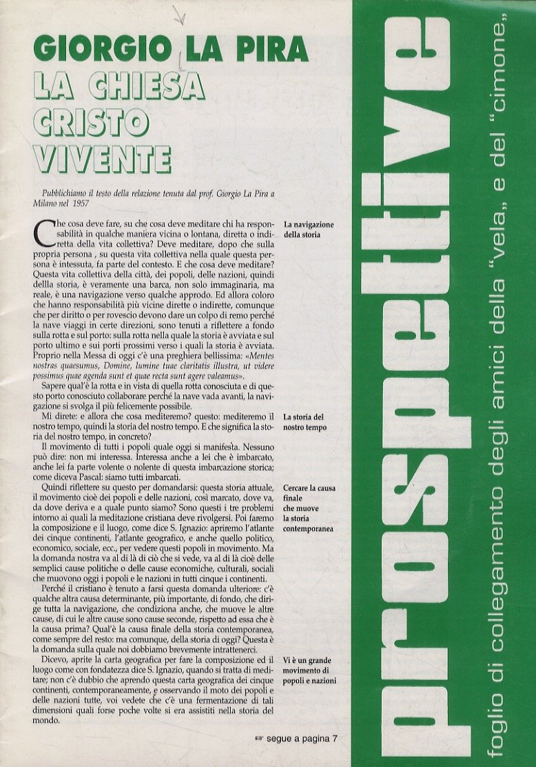 La Chiesa del Cristo vivente. [In:] Prospettive. Foglio di collegamento …