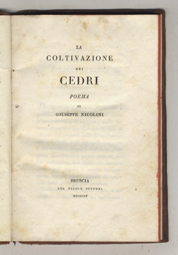 La coltivazione dei cedri. Poema.