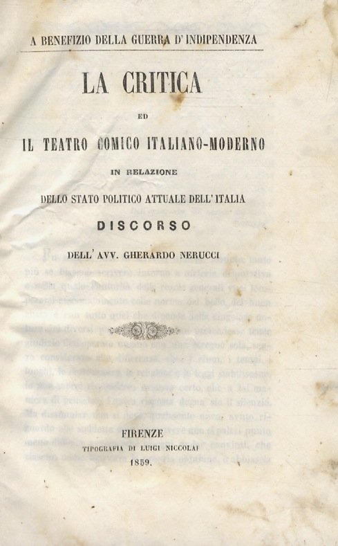 La critica ed il teatro comico italiano-moderno in relazione dello …