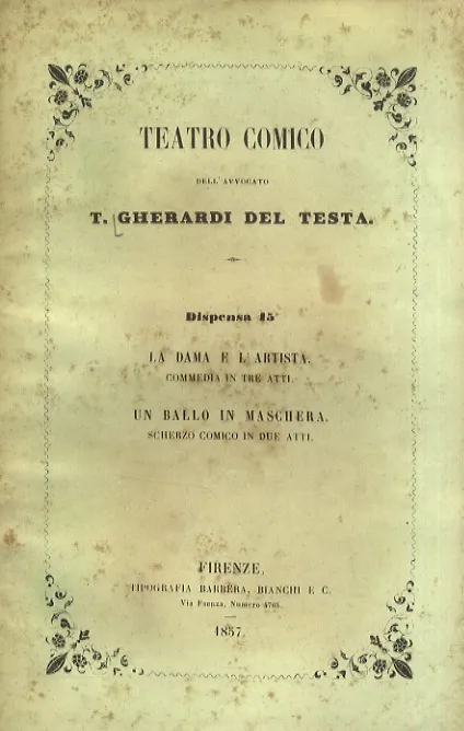 La dama e l'artista. Commedia in tre atti. Un ballo …