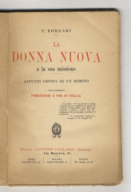 La donna nuova e la sua missione. Appunti critici di …