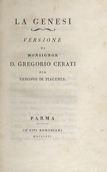 La Genesi. Versione di monsignor d. Gregorio Cerati già vescovo …