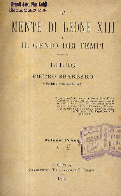 La mente di Leone XIII e il genio dei tempi.