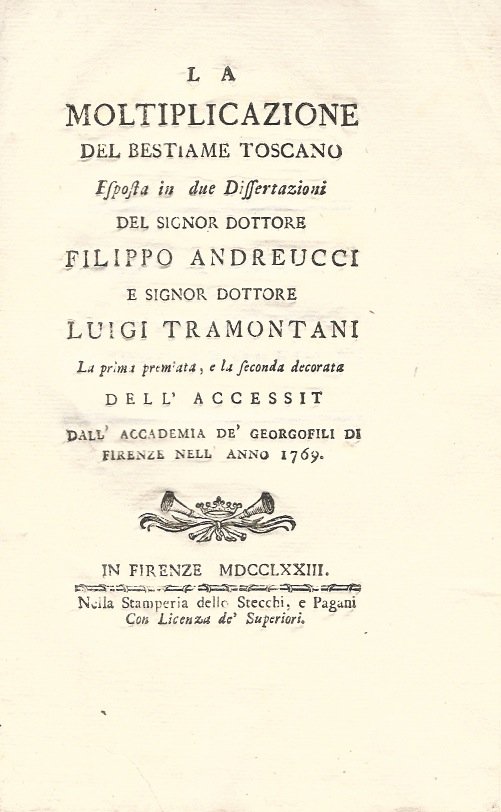 La moltiplicazione del bestiame toscano esposta in due dissertazioni del …