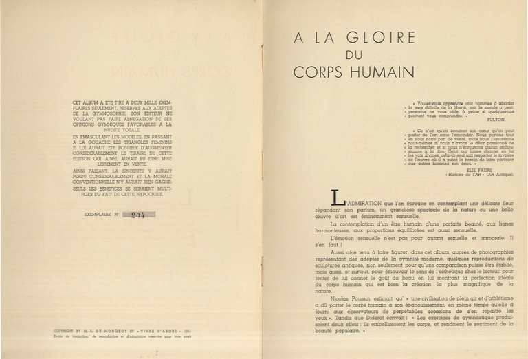 La Nudité belle et vraie. (Numéro hors série de "Vivre …