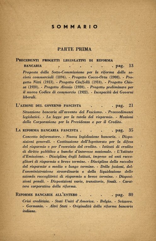 La riforma bancaria fascista. R.D.L. 17 luglio 1937 n. 1400 …