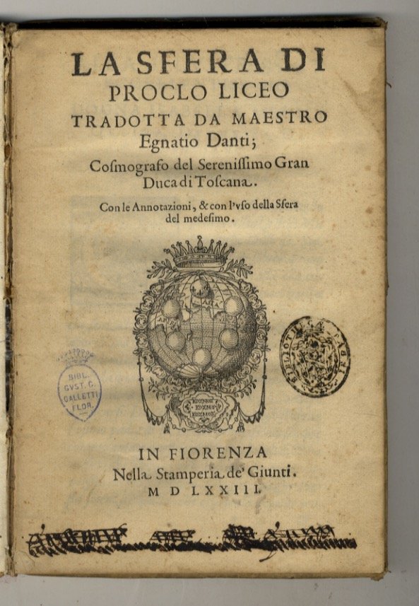 La sfera di Proclo Liceo tradotta da maestro Egnatio Danti; …