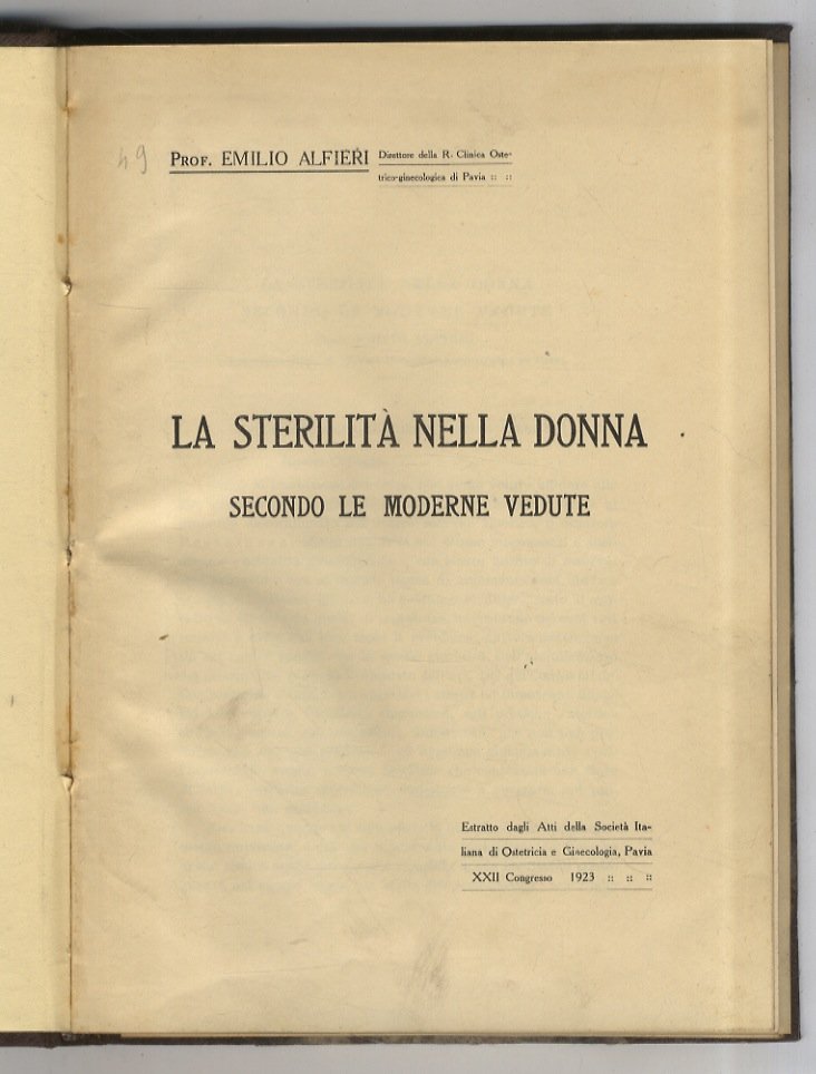 La sterilità nella donna secondo le moderne vedute.