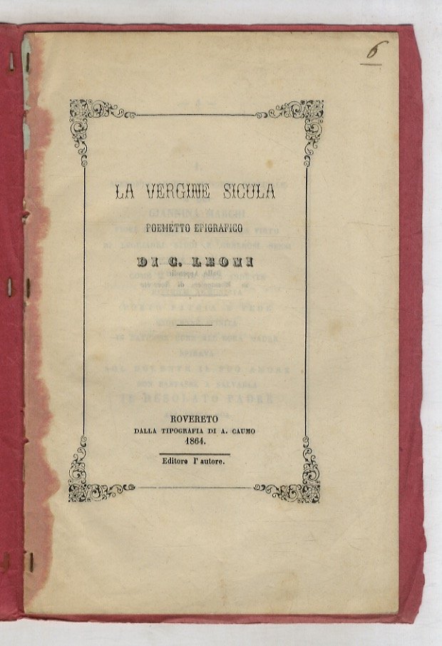 La vergine sicula. (Giannina Marchi). Poemetto epigrafico.