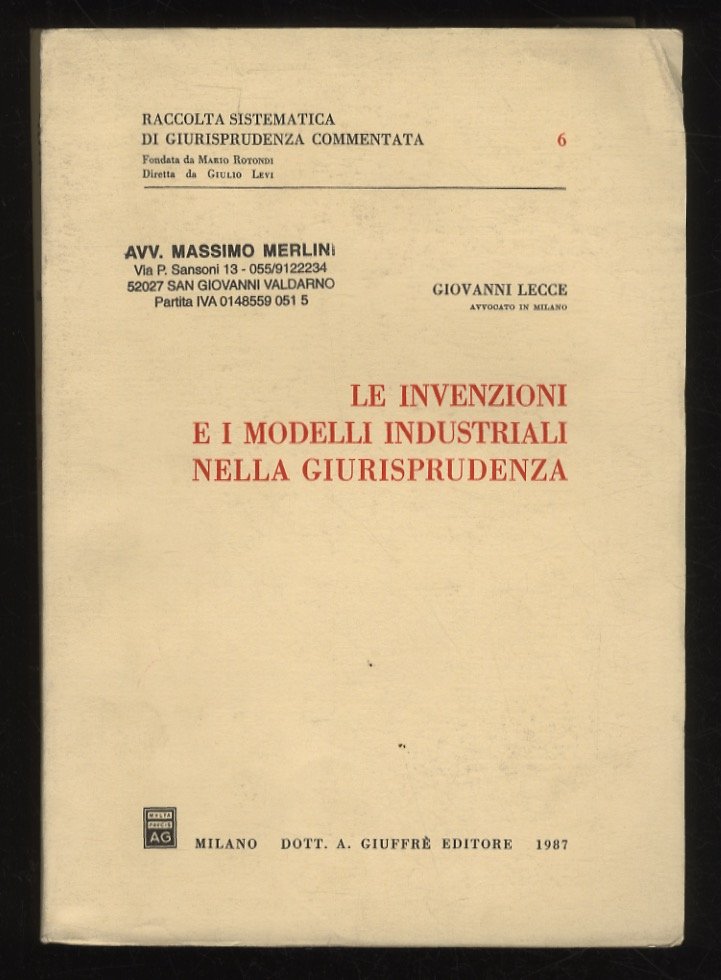 Le invenzioni e i modelli industriali nella giurisprudenza. | Immagine principale