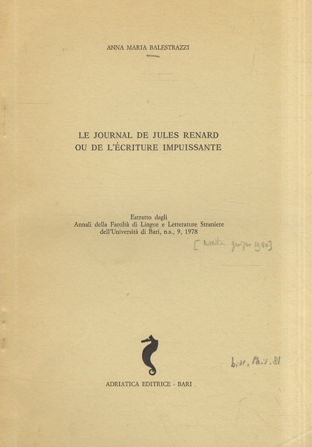 Le journal de Jules Renard ou de l'écriture impuissante. | Immagine principale