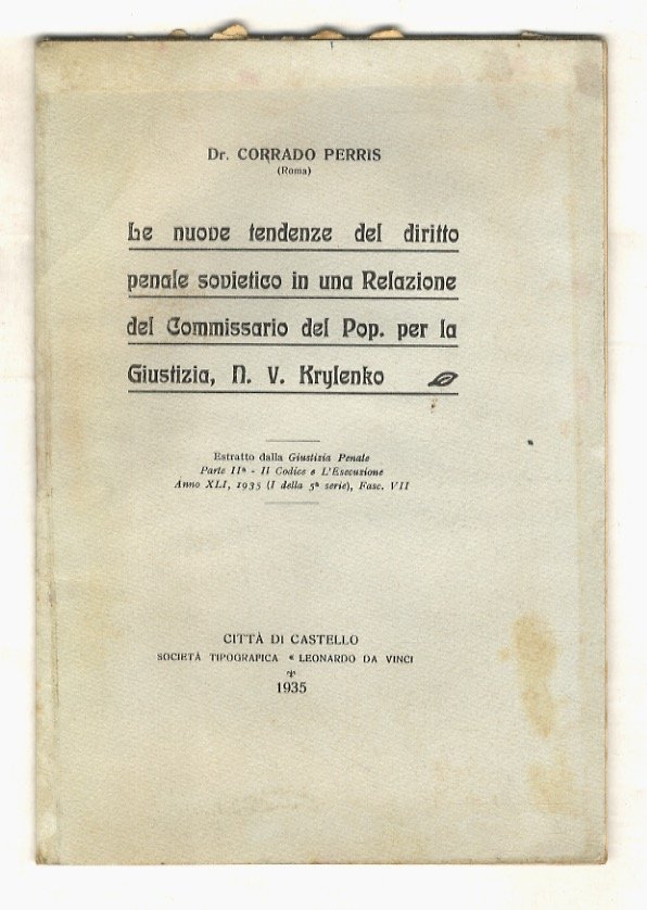 Le nuove tendenze del diritto penale sovietico in una relazione …