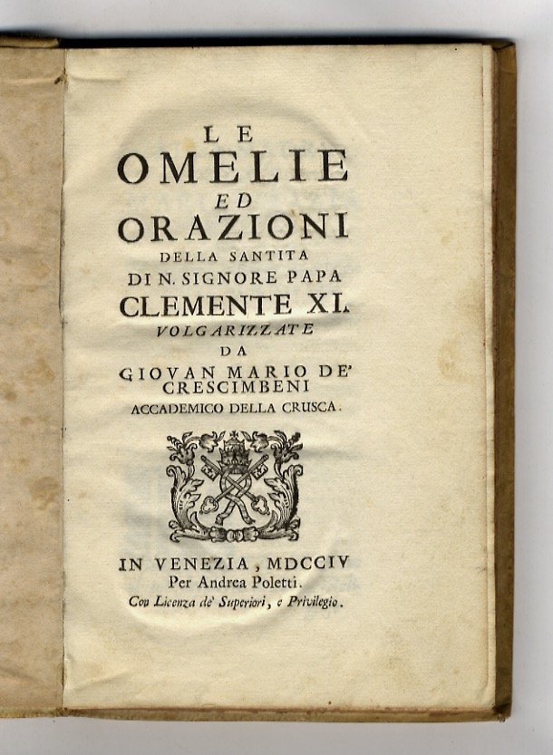 Le omelie ed orazioni della Santità di n. Signore Papa …