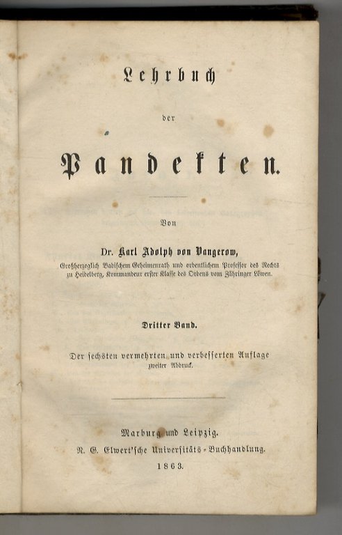 Lehrbuch der Pandekten. Erster Band; Siebente vermehrte und verbesserte Auflage …