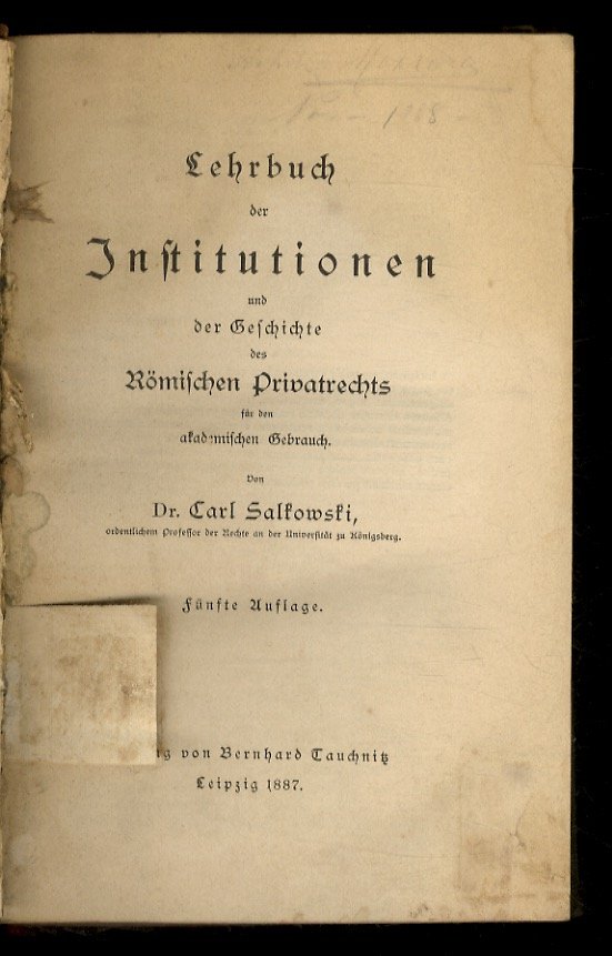 Lehrbuch des Institutionen und der Geschichte des Römischen Privatrechts für …