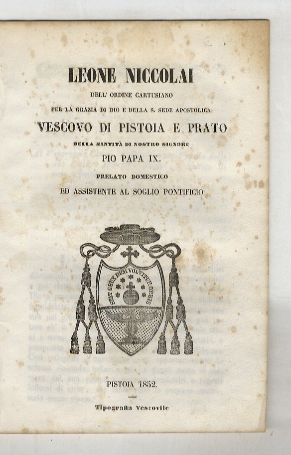 Leone Niccolai dell'ordine cartusiano per la grazia di Dio e …
