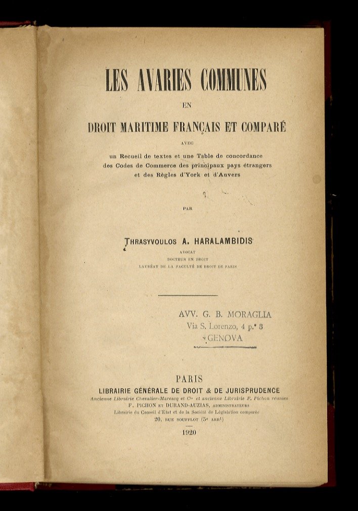 Les avaries communes en droit français et comparé. Avec un …
