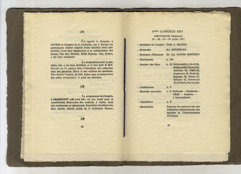 Les Congrès internationeaux [sic] d'exlibris 1953-1966.