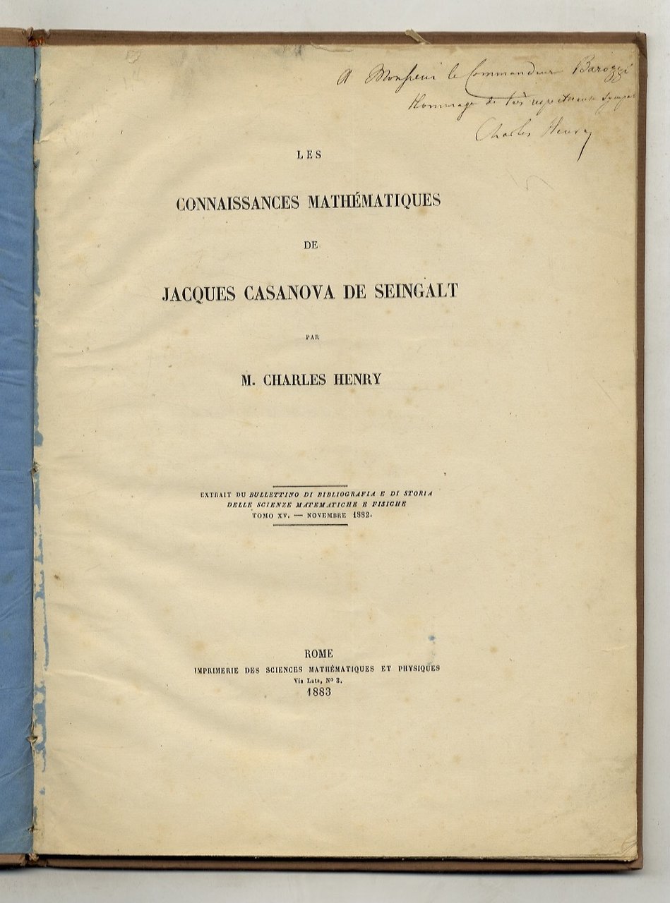 Les connaisances mathématiques de Jacques Casanova de Seingault [.] Extrait …