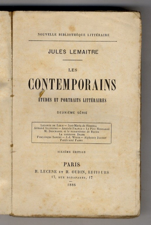 Les Contemporains. Etudes et portraits littéraires. 2ème Série. (Leconte de …
