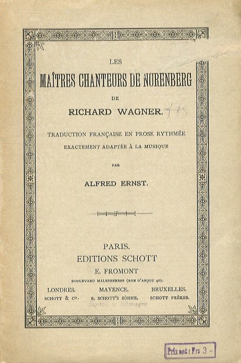 Les Maîtres Chanteurs de Nürenberg de R. Wagner. (Opéra en …