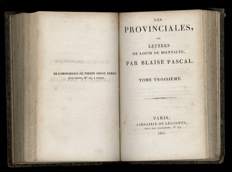 Les Provinciales, ou lettres de Louis de Montalte.