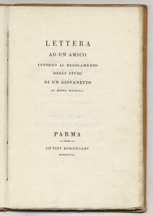 Lettera ad un amico intorno al regolamento degli studi di …