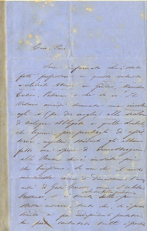 Lettera autografa firmata, su due facciate, datata: "Pisa 19 marzo …