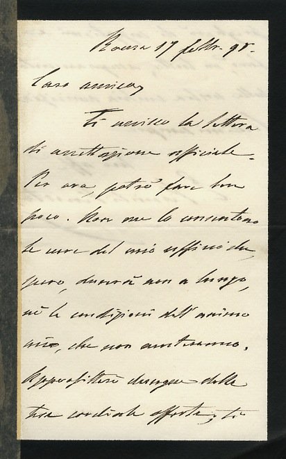 Lettera autografa firmata, su due facciate, datata "Roma 17 febbr. …