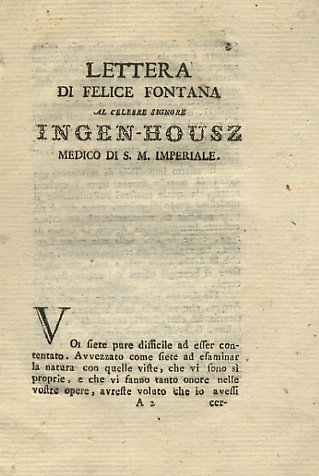 Lettera II di Felice Fontana. [Lettera di Felice Fontana al …
