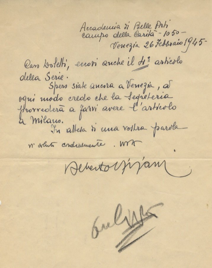Lettera manoscritta autografa, datata 26 febbraio 1945; 8 righe su … | Immagine principale